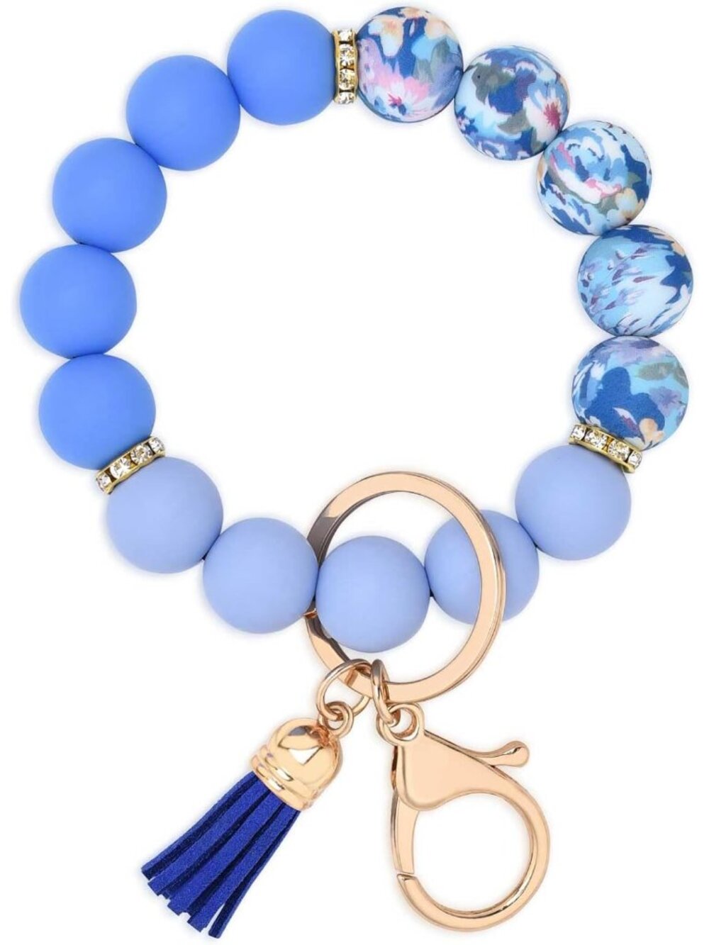 Silicone Beaded Keychain Wristlet Key Ring Bracelet Cute Car Key Chain Holder fo